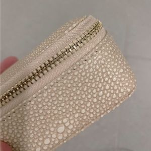Small Leather Zip Case, Beige